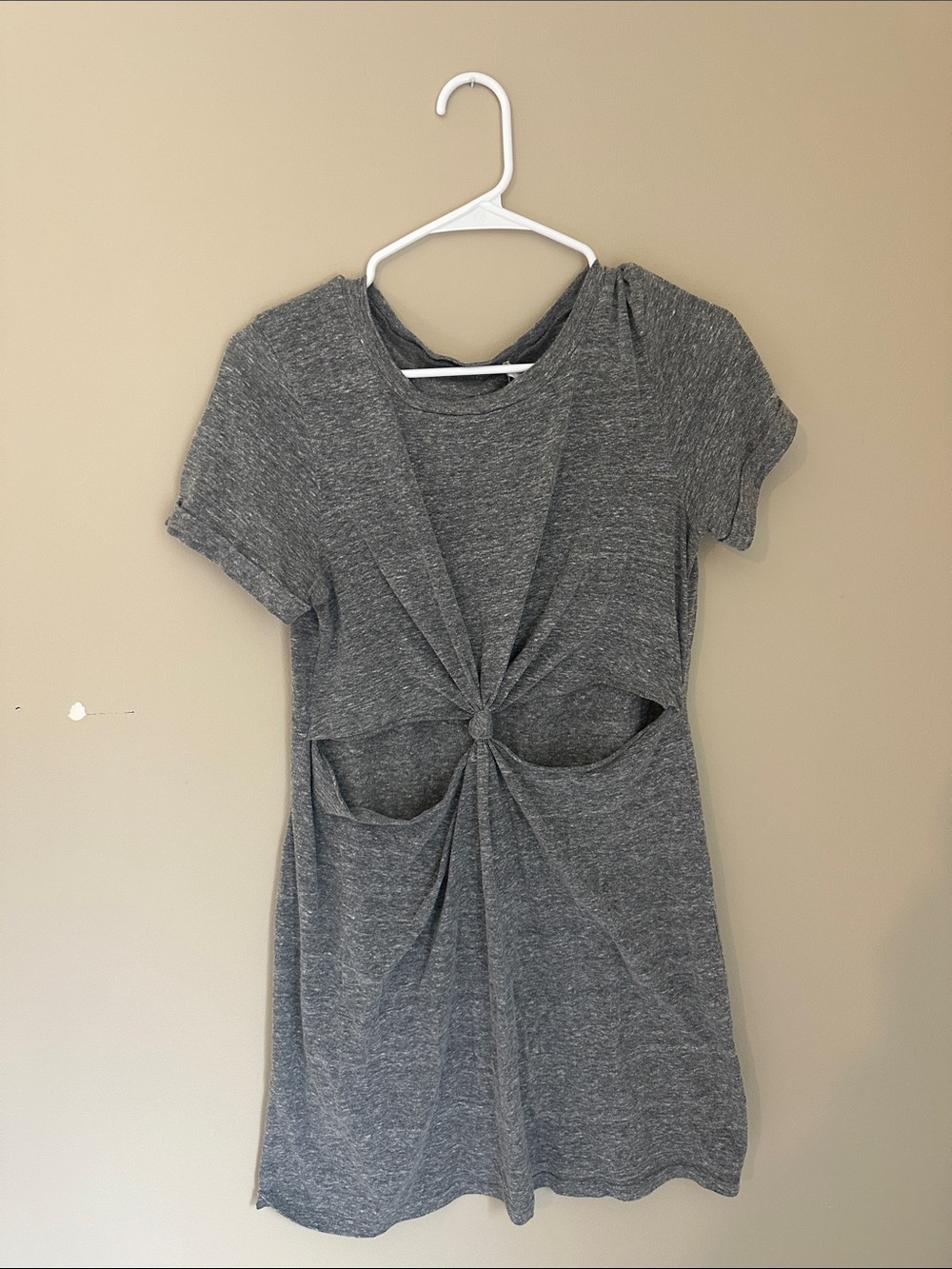 Honey Punch Charcoal Knot-Front Mini Dress